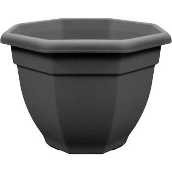 Octagonal Black Plastic Planter Pot