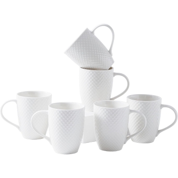 Embossed Geometric Diamond New Bone China Mugs Set