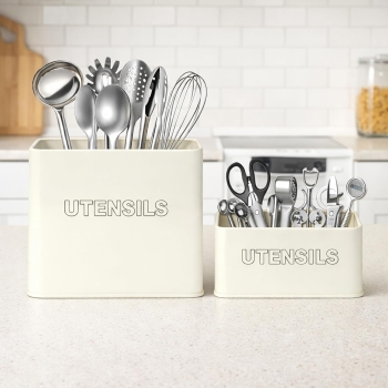 Vintage Classic Retro Metal Utensil Storage Tins