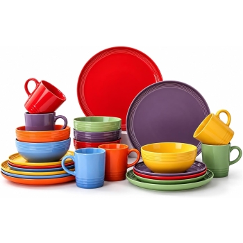 Elevare Assorted Colour Glazed Stoneware Dinner Set