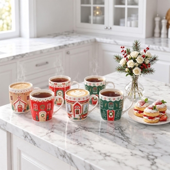 Christmas Village Bone China Mugs