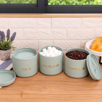 Vertical Stack Tea Coffee Sugar Canister Set