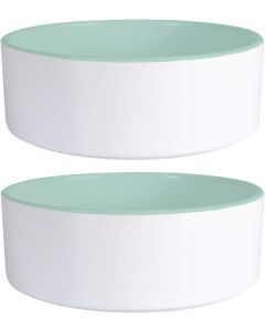 Chunky White/Green Ceramic Dog Bowls