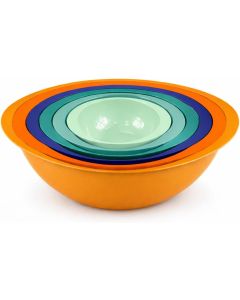 Colourful 6PC Nesting Plastic Mixing Bowls Set with Easy Grip Handles