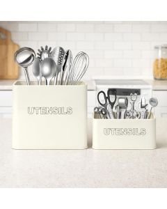 Vintage Classic Retro Metal Utensil Storage Tins