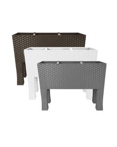 Rattan Rectangular Tall Planter with Legs and Watering System