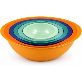 Colourful 6PC Nesting Plastic Mixing Bowls Set with Easy Grip Handles