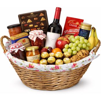Oval Wicker Hamper Basket with Floral Cotton Lining