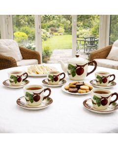 Franciscan Apple Hand Painted Vintage Style Porcelain Coffee Cup & Saucer Set