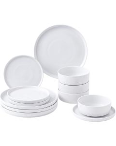 White Vertical Edge Porcelain Dinner Set