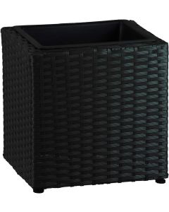 Handmade Poly Rattan Square Black Weave Planter & Insert Pot
