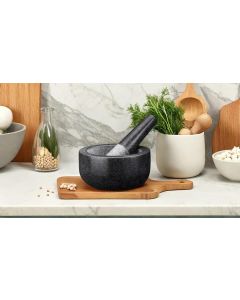 Solid Premium Black Granite Stone Mortar & Pestle Set