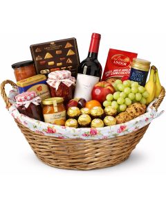 Oval Wicker Hamper Basket with Floral Cotton Lining