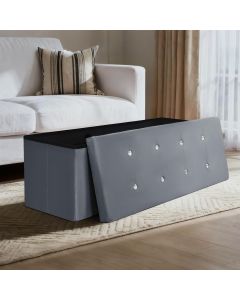 Fold Flat Velvet Ottoman Storage with Cushion
