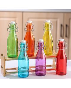 Vintage Style Mix Colour Glass Bottles with Swing Top Lids