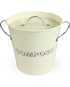 Vintage Style Table Top Cream Metal Kitchen Compost Bin Caddy