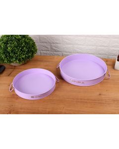 Round Metal Colour Serving Trays Set with Handles
