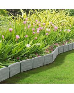 Dark Grey Plastic Cobbled Stone Style Decorative Lawn Edging Border