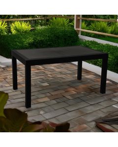 Seater Rattan Style Plastic Black Garden Patio Table with Parasol Hole