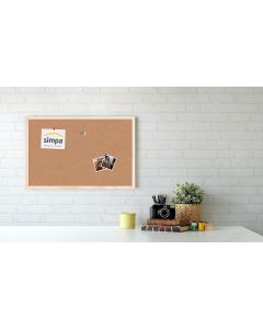 Cork Faced Notice Board with Wood Frame and Push Pins
