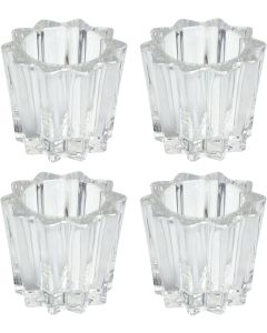 Candle Holders Elegant Tea Light Ridged Glass Design