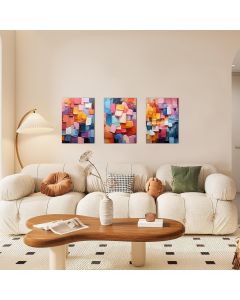 Simpa 3 Panel Canvas Wall Art Abstract Rainbow Stone