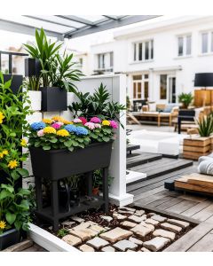 Double-Tiered Raised Bed Plastic Trough Planter Long Pot