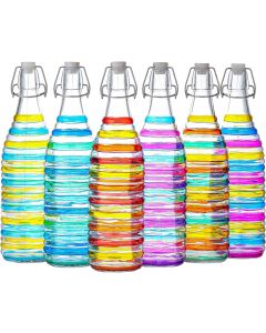 Traditional Vintage Style Glass Bottles Multicolour Stripes