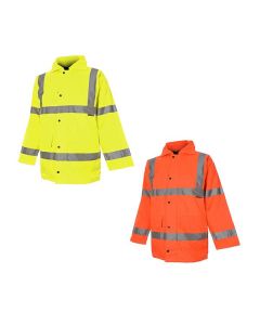 Hi Vis High Visibility 300D Quilted Waterproof 3/4 Length Parka Coats
