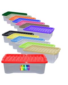32 Litre Under Bed Storage Box With Coloured Lids
