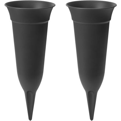 Spiked Grave Flower Vases 26cm in Anthracite Grey