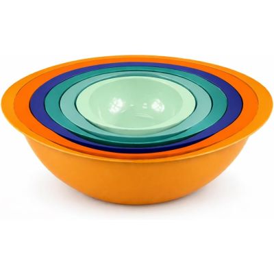 Colourful 6PC Nesting Plastic Mixing Bowls Set with Easy Grip Handles