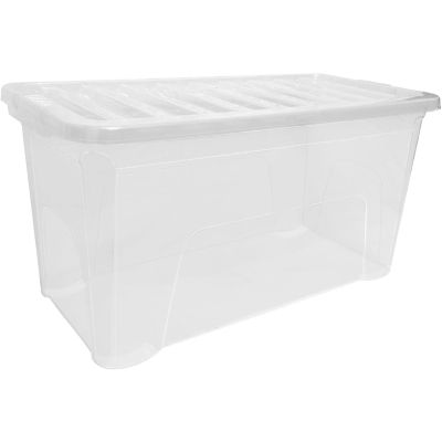 simpa 110L XL Stackable Plastic Storage Box with Clear Lid