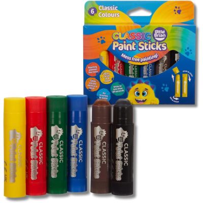Little Brian Paint Sticks for Kids 6 Pack Assorted Colours