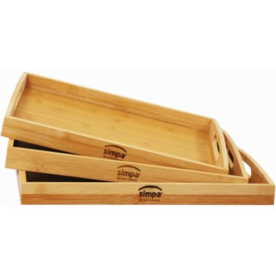 simpa Natural Bamboo Food Serving Trays