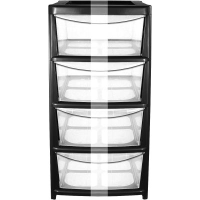 Plastic Large Tower Storage Drawers Chest Unit with Wheels 