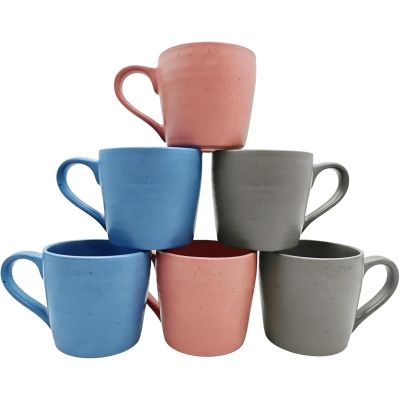 Assorted Colour Ribbed Speckled Stoneware Mugs