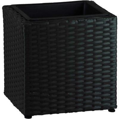 Handmade Poly Rattan Square Black Weave Planter & Insert Pot