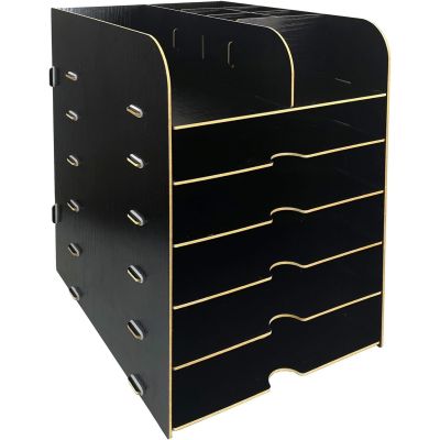 Black Wood Grain Document Tray