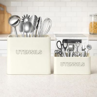 Vintage Classic Retro Metal Utensil Storage Tins