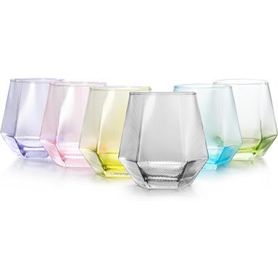 Diamond Shape Multicoloured Drinking Glasses