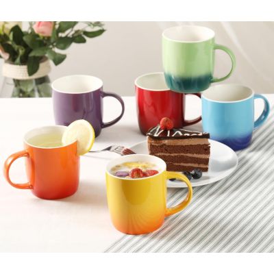 Multi-Coloured Rainbow Stoneware Mugs