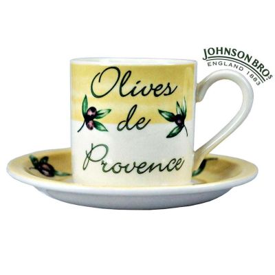Olives De Provence Porcelain Coffee Cup & Saucer Set