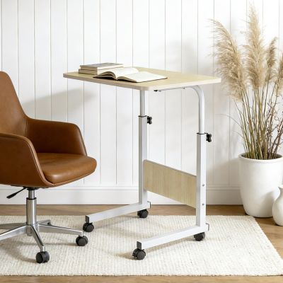 Height Adjustable Mobile Table Workstation with Metal Frame & Rolling Castors
