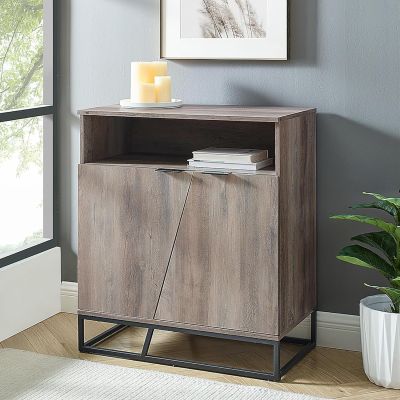 Contemporary Asymmetrical Angled Door Accent Cabinet