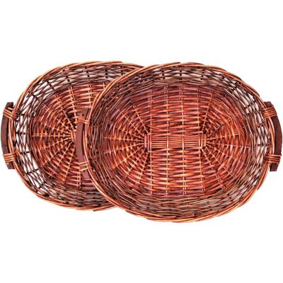 5PC Stackable Wicker Platter Serving Trays