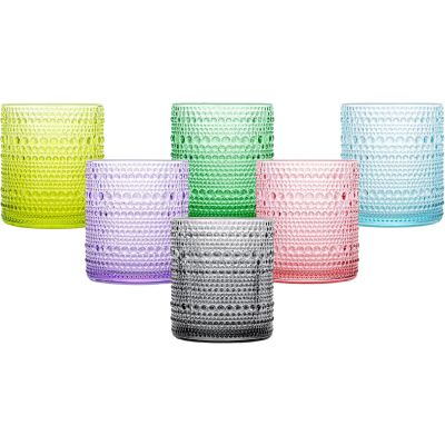 Retro Beaded Colour Drinking Glassware Set 350ml
