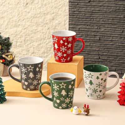 Christmas Tree & Snowflake Stoneware Mug Set