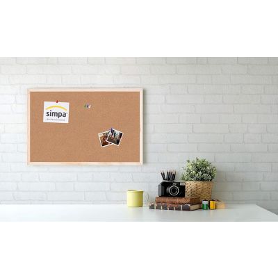 Cork Faced Notice Board with Wood Frame and Push Pins