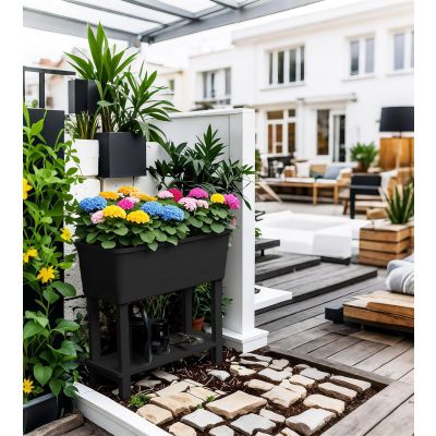 Double-Tiered Raised Bed Plastic Trough Planter Long Pot